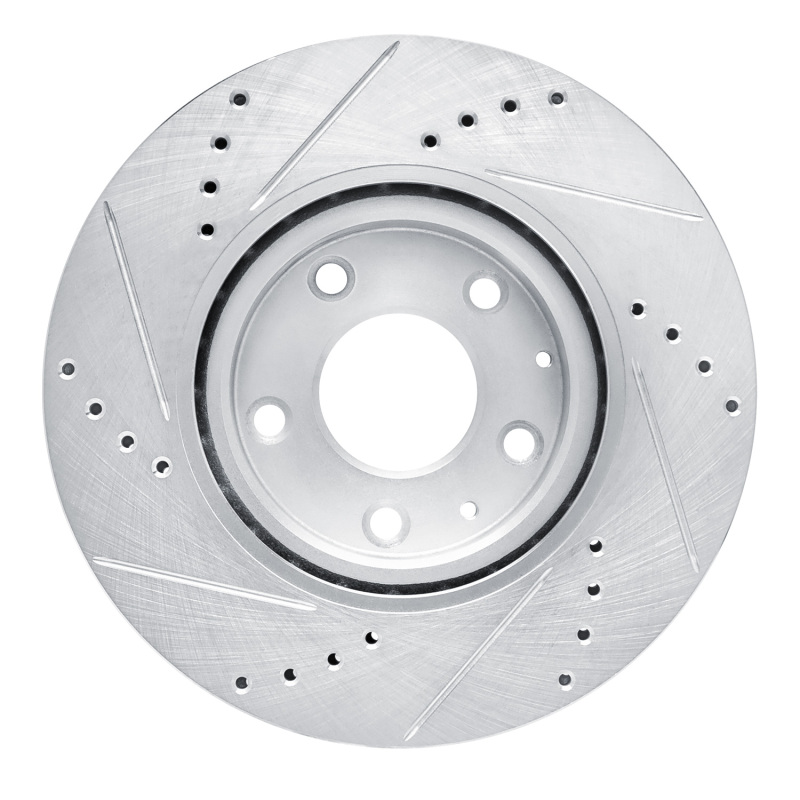 Mazda 3 Brake Rotor (1) - Front Right - R1 Concepts - Drilled & Slotted - Silver - `19-`25